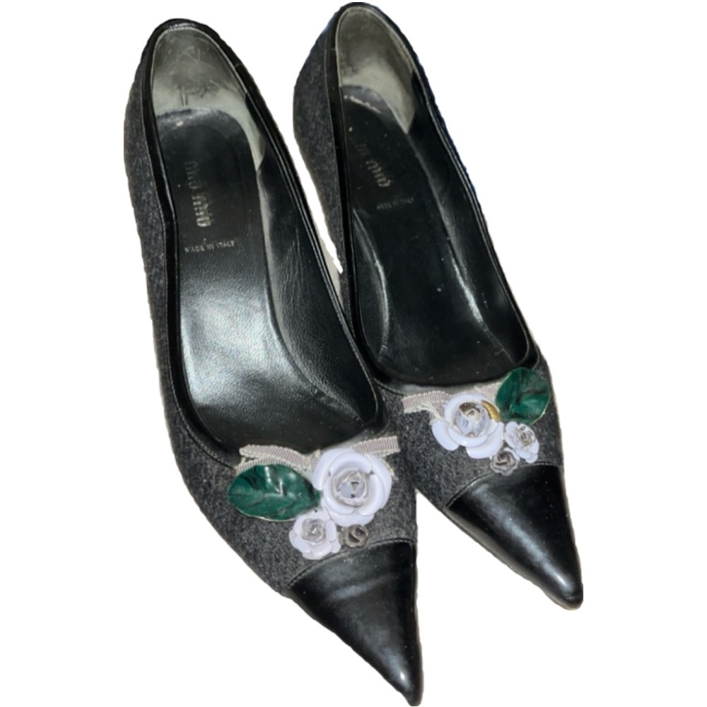 Vintage Miu Miu Pointed Heels Purple Flower Size 41